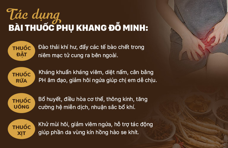 Tác dụng từng bài thuốc nhỏ trong liệu trình Phụ Khang Đỗ Minh