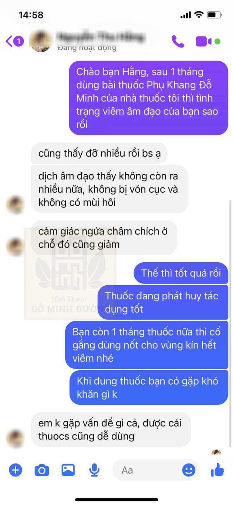 Phản hồi của bệnh nhân về bài thuốc Phụ Khang Đỗ Minh